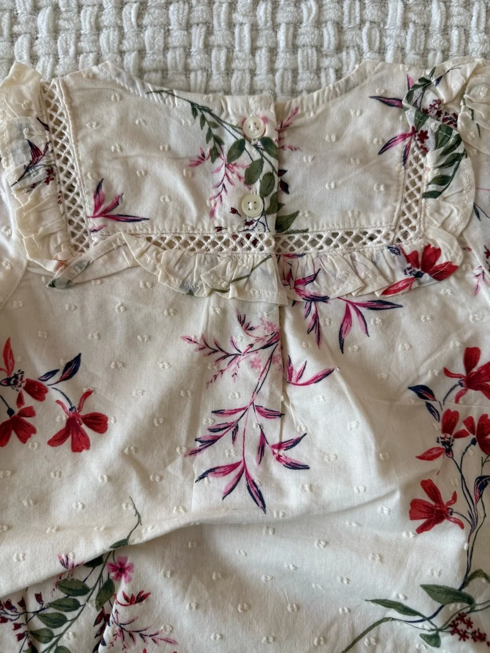 Old Navy Cream Floral Long-Sleeve Baby Romper